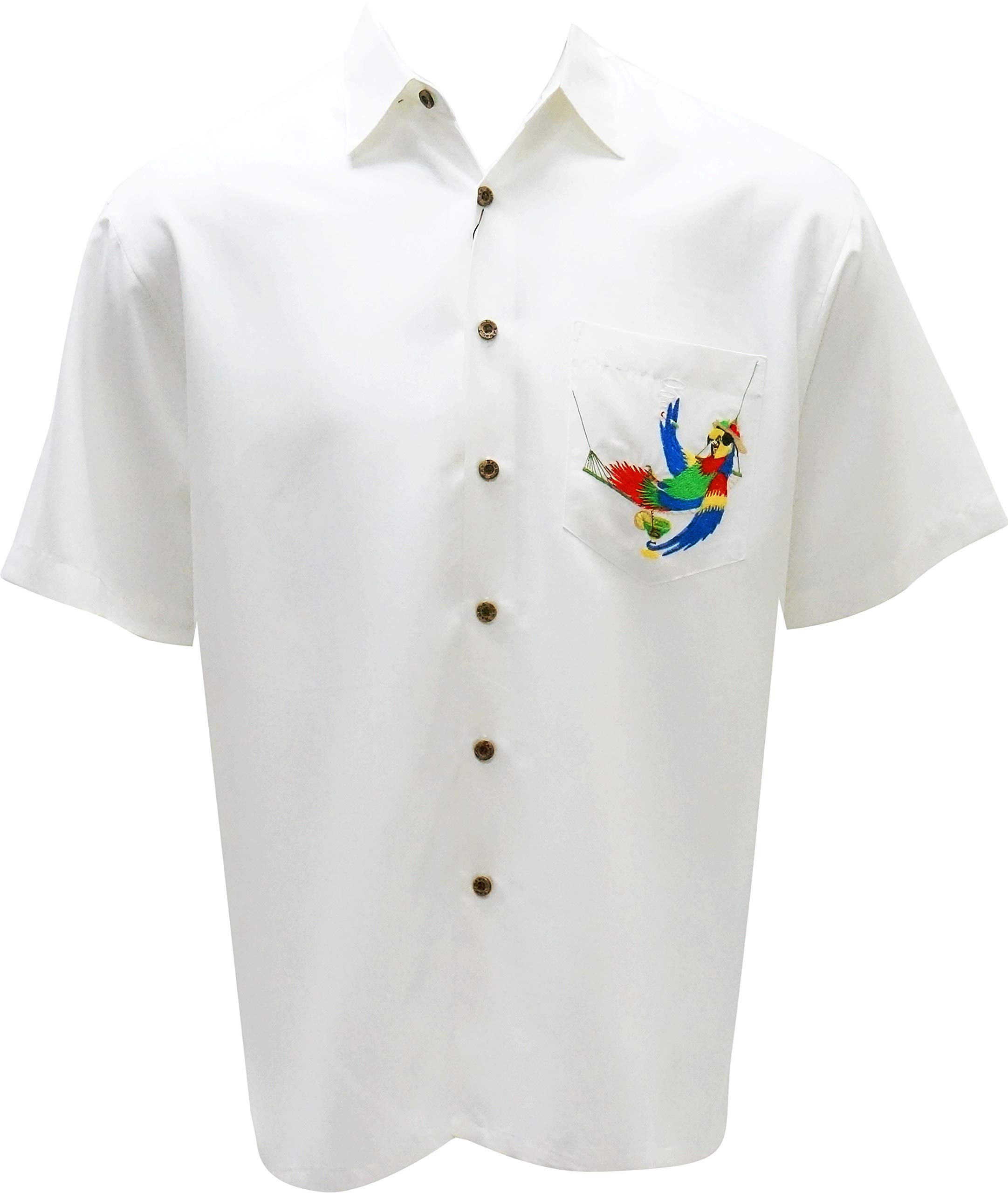 Bamboo Cay Men's Short Sleeve Casual Embroidered Button Up Shirt - Always 5 O'Clock Style - Perfect for Beach Outings, Summer Parties & Casual Office Wear