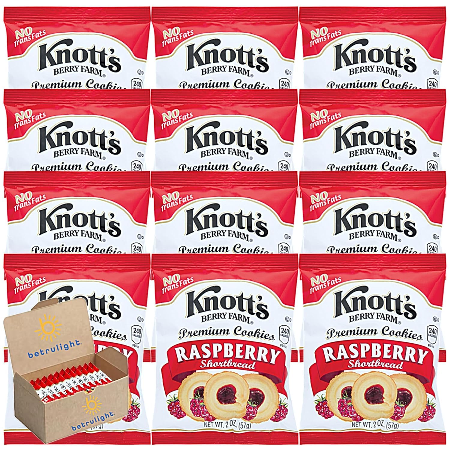 Delicious Raspberry Shortbread Cookies - Pack of 12 (2oz Each) | Gourmet Snacks in BETRULIGHT Box | Perfect for Tea Time, Office Snacks & Gift Giving