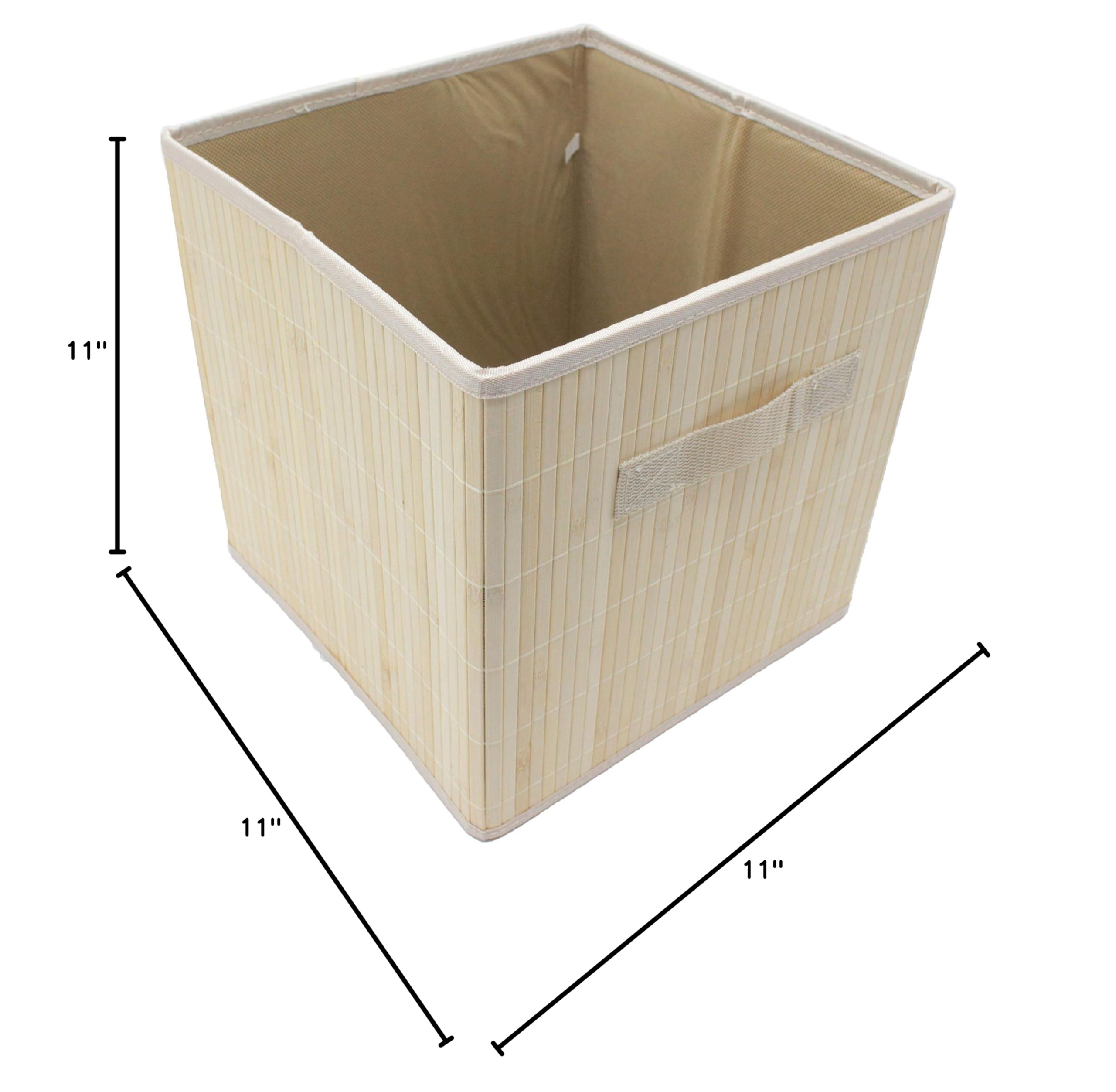 Natural Bamboo Foldable Storage Cubes & Bins - 3 Pack Organizer for Closet, Shelves & Home Organization | Eco-Friendly Storage Solution for Bedroom, Kids Room & Office