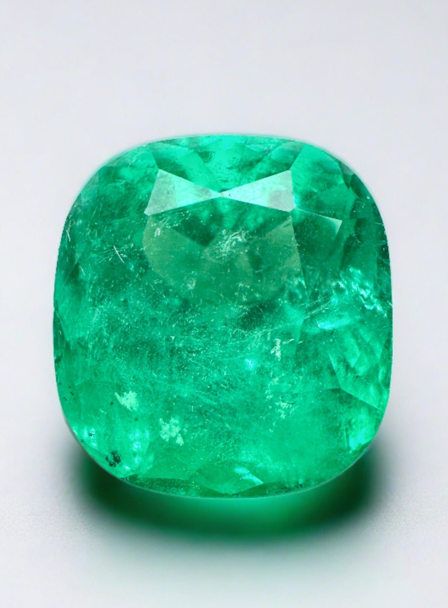 6.20 Carat 11.5x11mm Bright Green Natural Loose Colombian Emerald Cushion Cut Gemstone for Jewelry Making, Engagement Rings & Luxury Collections