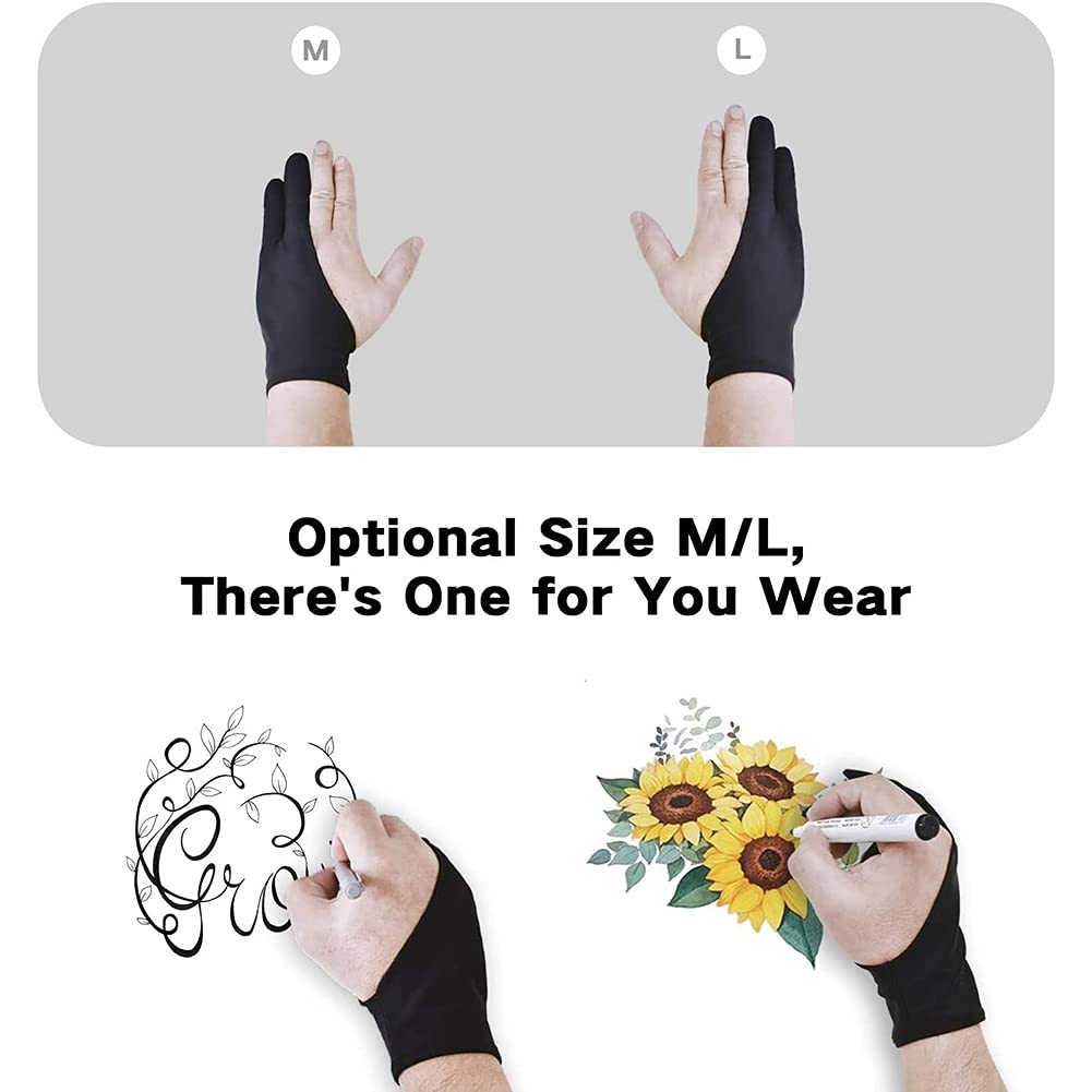 6-Piece Anti-Smudge Drawing Glove Set for Graphic Tablets - Sketching & Digital Painting (Medium Size) - Perfect for Artists, Designers & Illustrators