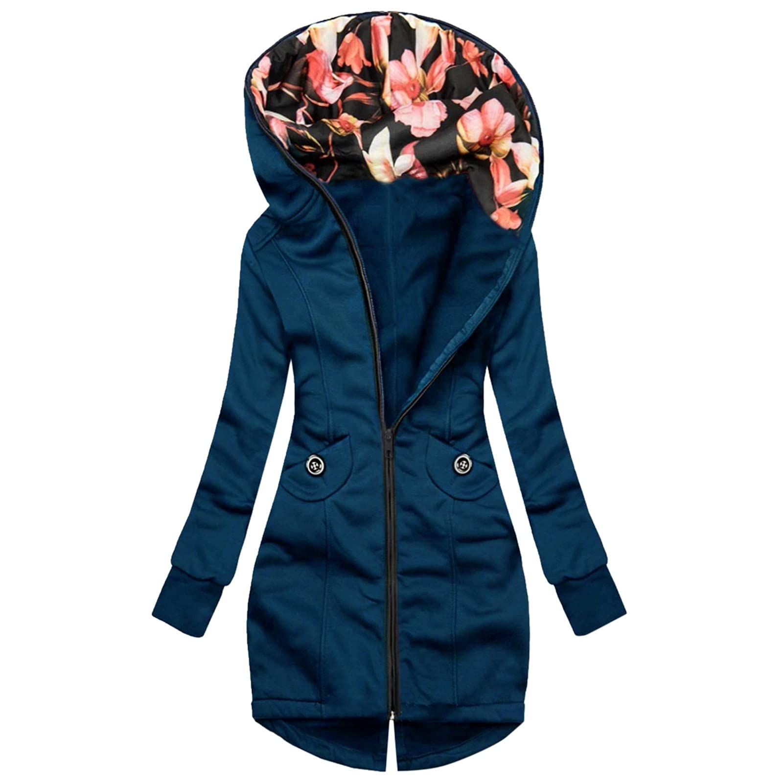Floral Print Women's Long Sleeve Zip-Up Sweatshirt Jacket - X Large Size | Casual Wear, Layering Piece & Outdoor Activities