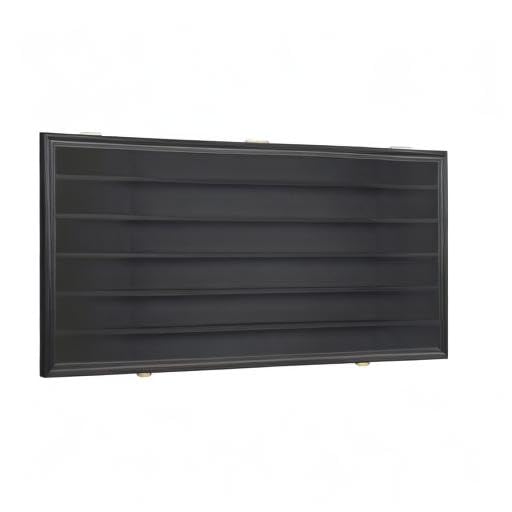 HO Scale Train Display Case with UV Protection - 1/64 to 1/43 Diecast Model Car Showcase Cabinet with Lockable Doors - Black Finish for Collectors & Home Decor