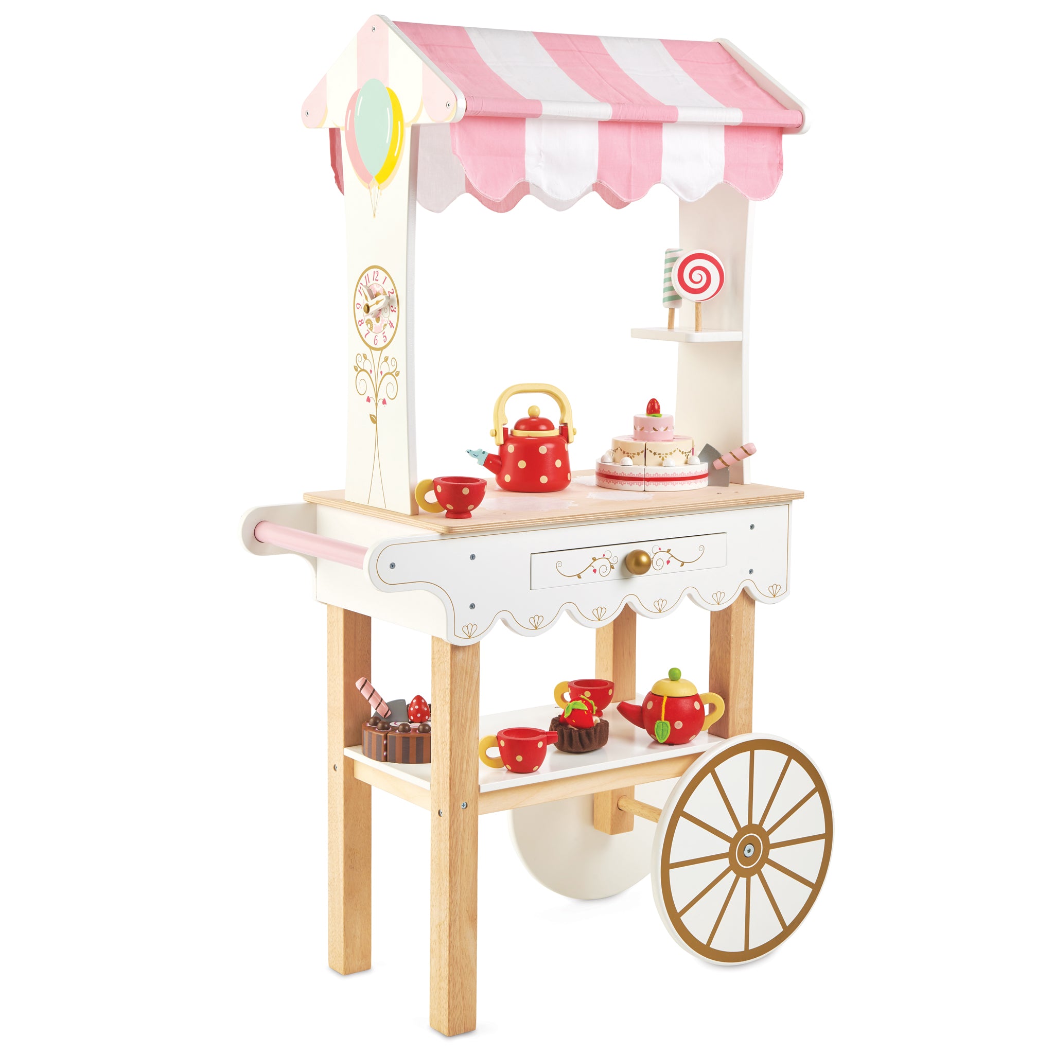 Premium 3-Tier Rolling Tea Cart with Wheels - Elegant Serving Trolley for Afternoon Tea, Coffee, and Desserts - Perfect for Kitchen, Dining Room, or Party Hosting