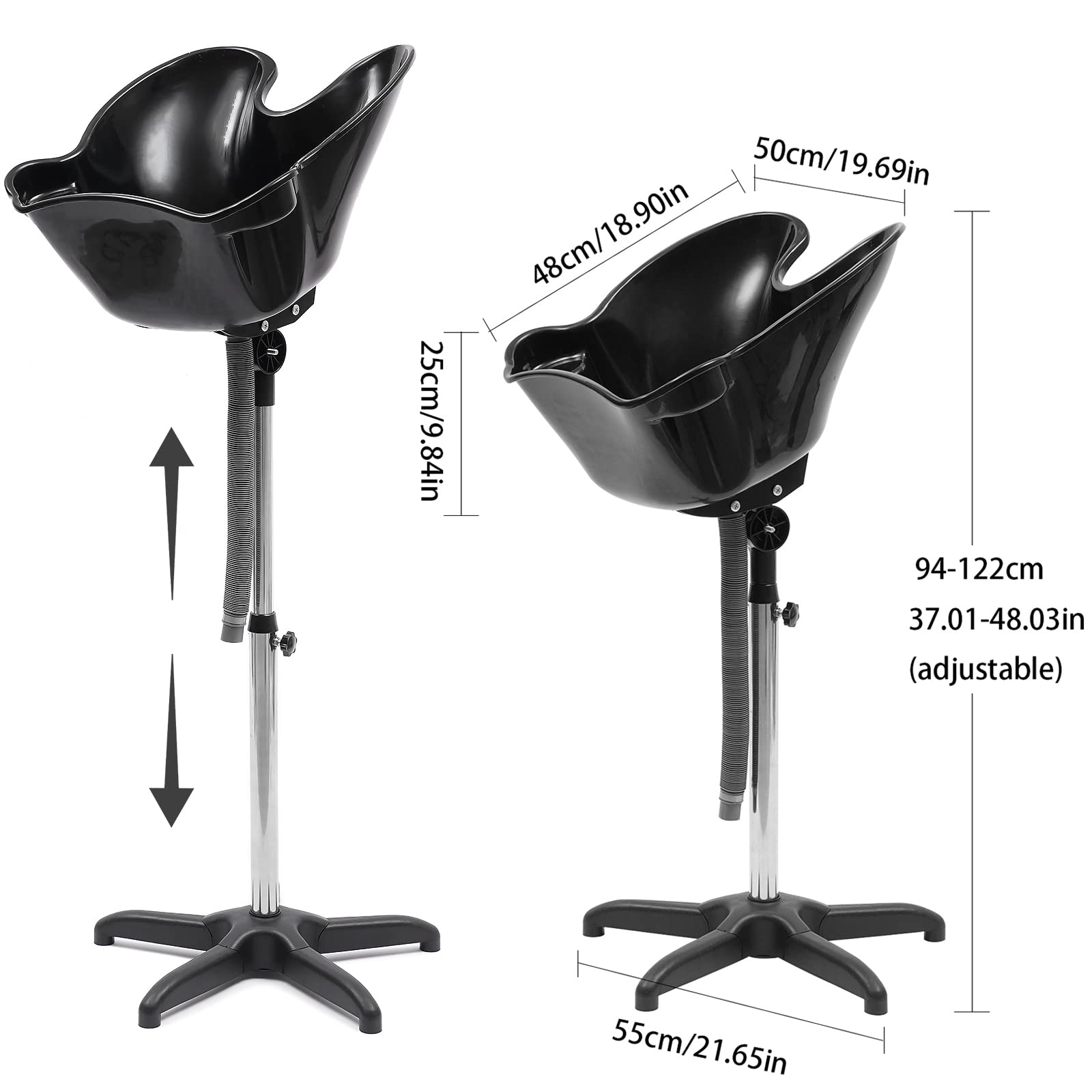 Portable Mobile Hair Salon Spa Shampoo Sink - Adjustable Height Backwash Basin for Hair Washing & Cutting at Home or Bed - Detachable Stand for Easy Storage - Perfect for Home Hair Care, Bedridden Patients & Mobile Stylists
