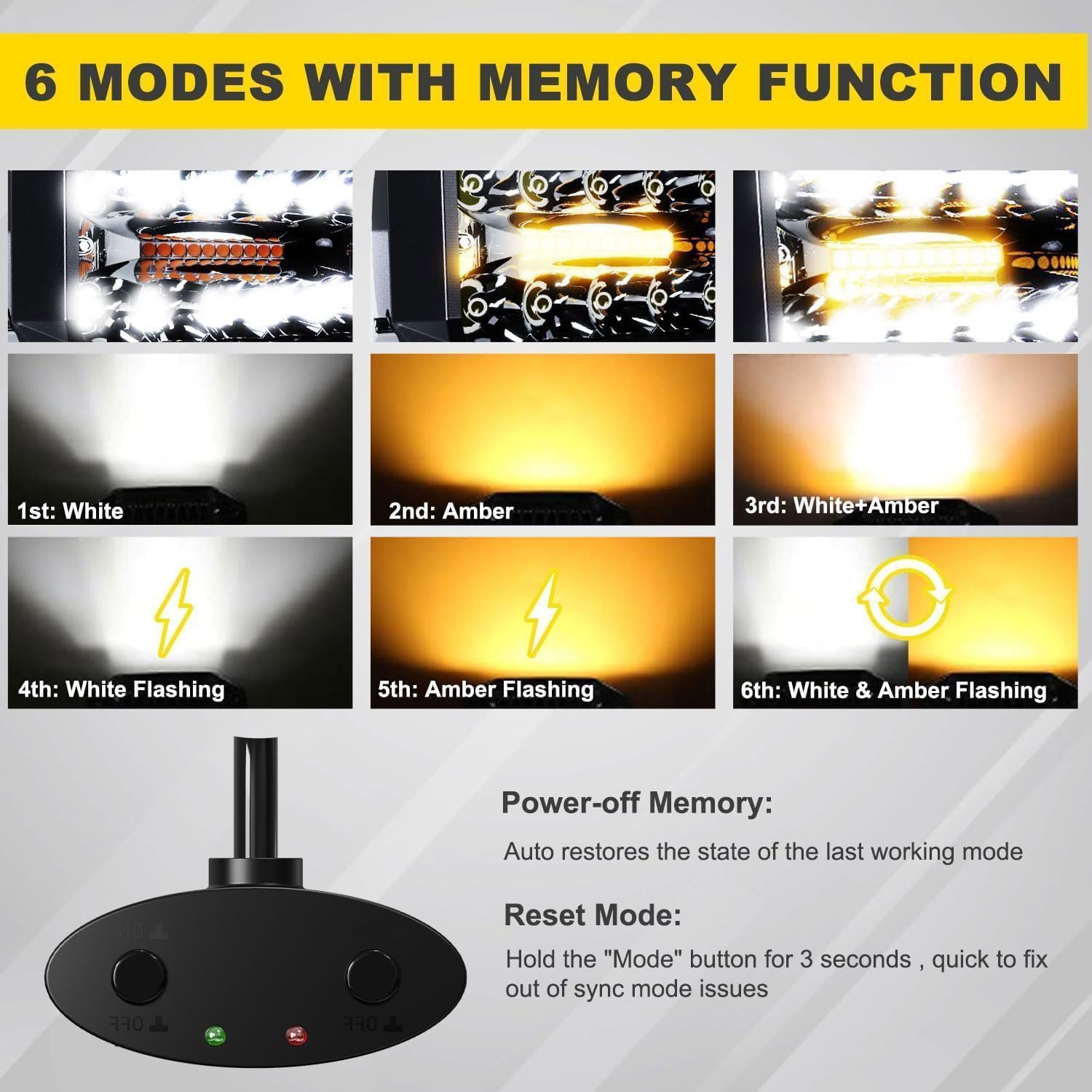5D 52-Inch Curved LED Light Bar + 4-Inch White/Amber LED Pods - Offroad Strobe Fog Lights with Wiring Harness & Switch - Spot Flood Combo Beam for Trucks, Pickups, ATVs - Perfect for Night Driving, Off-Road Adventures & Emergency Lighting
