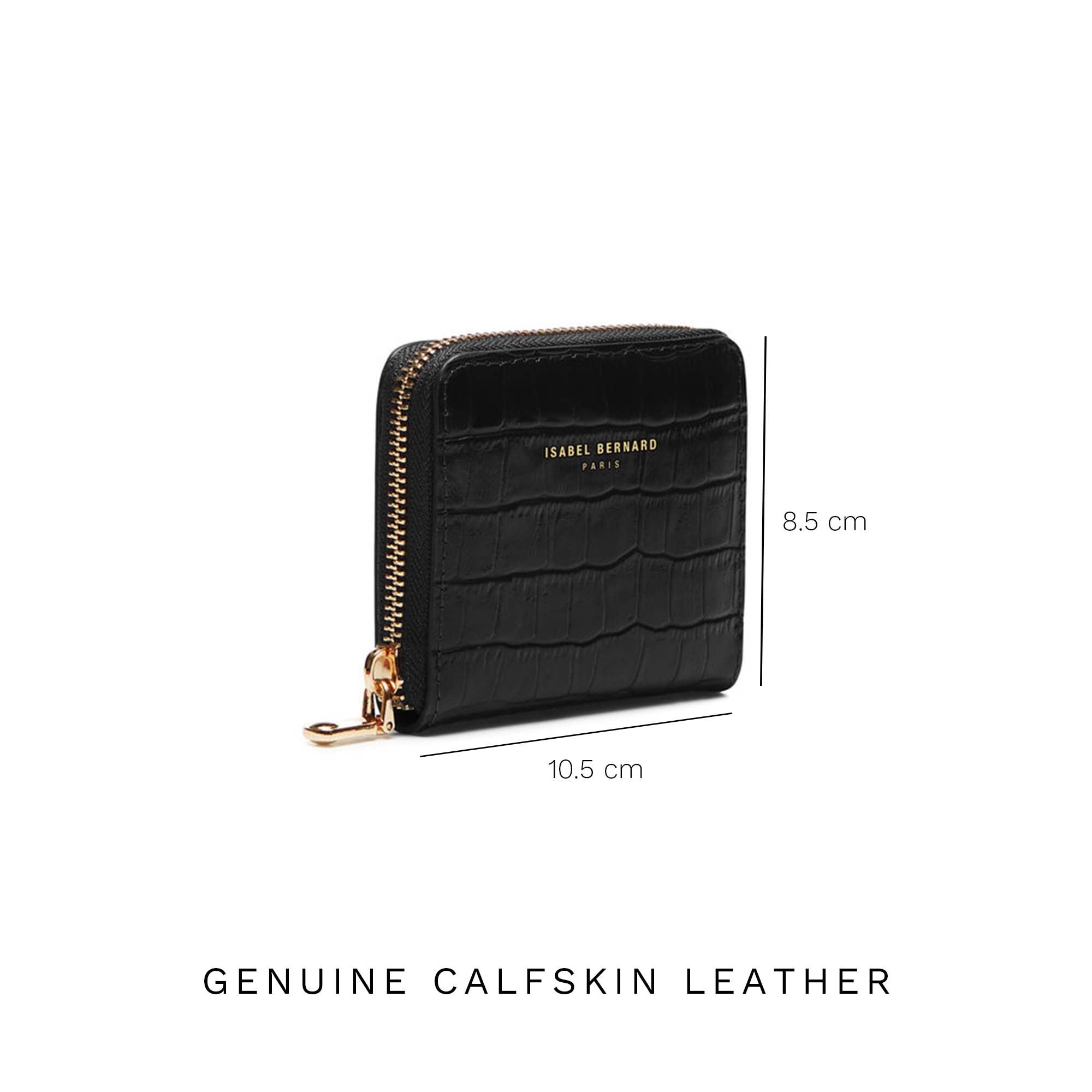Isabel Croco Black Calfskin Leather Handbag and Wallet Set for Women | Luxury Gift for Birthday, Anniversary & Special Occasions | Perfect for Work, Travel & Evening Events
