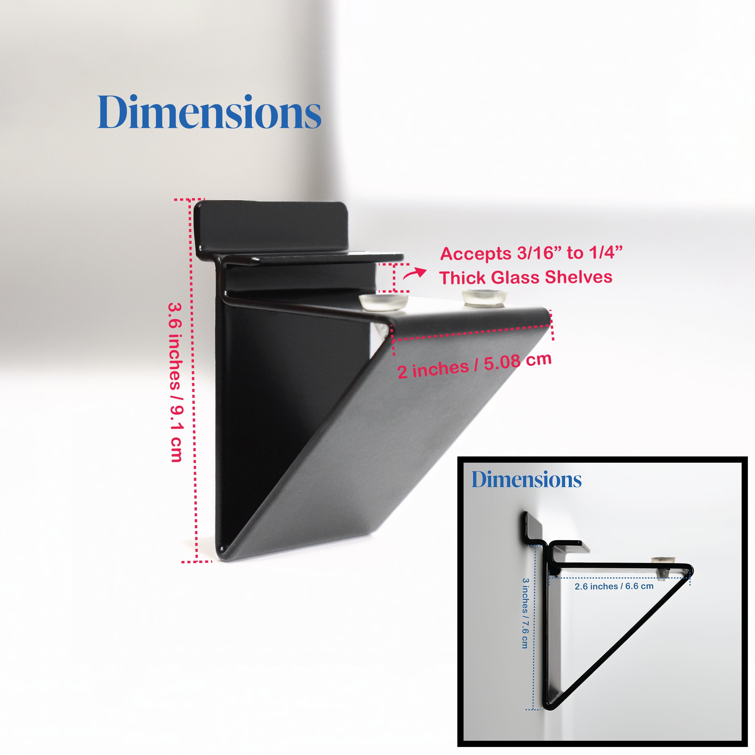 Low Profile Slatwall Glass Shelf Brackets - Silver 50 Pack for 12