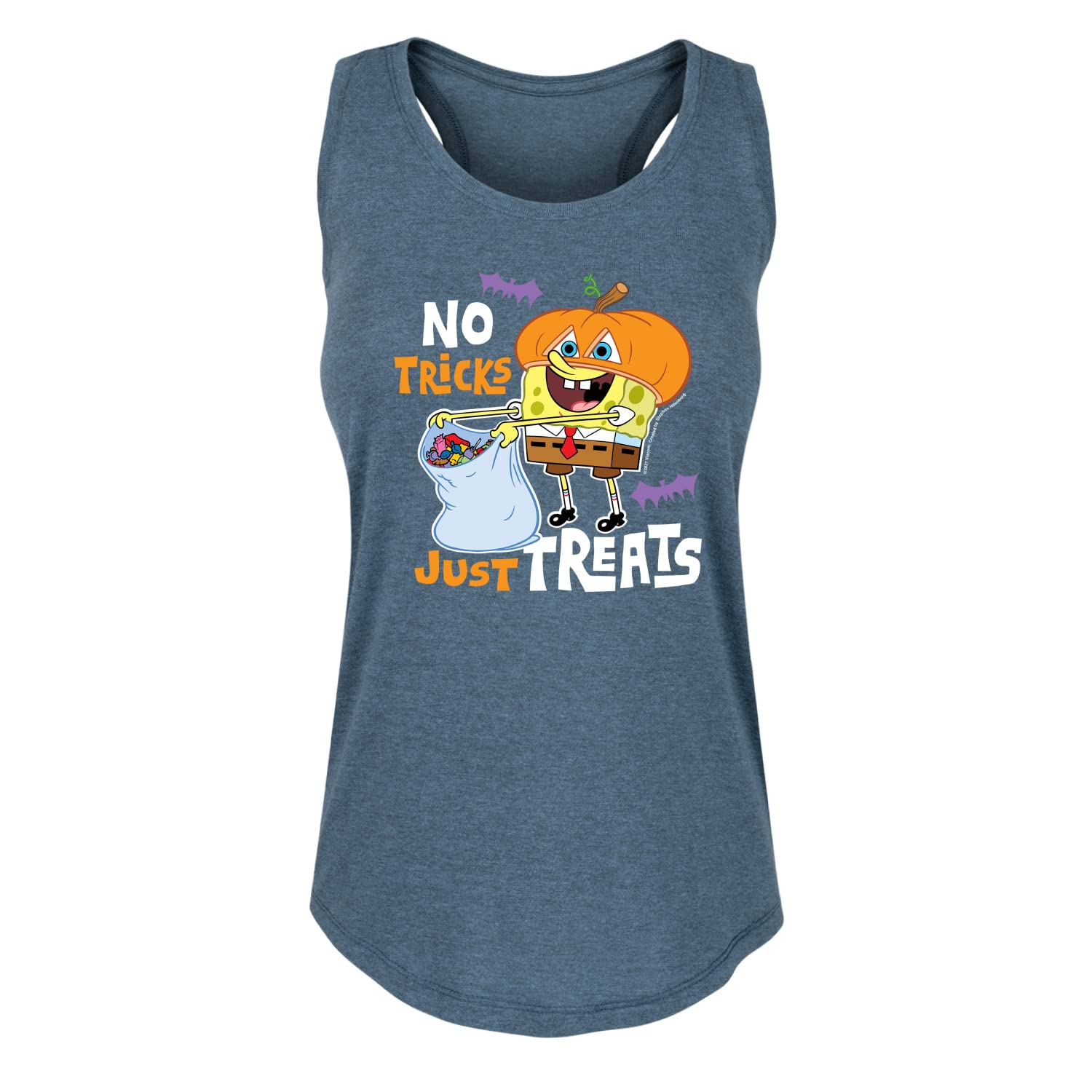 Spongebob Squarepants No Tricks Just Treats Women's Racerback Tank Top - Soft Hybrid Apparel for Summer, Gym & Casual Wear