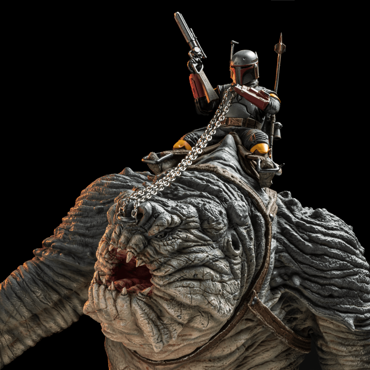 Iron Studios The Book of Boba Fett Boba Fett & Rancor Demi Art Scale Statue 1/20 - Premium Collectible Figure for Star Wars Fans, Perfect for Display in Home, Office, or Gaming Room