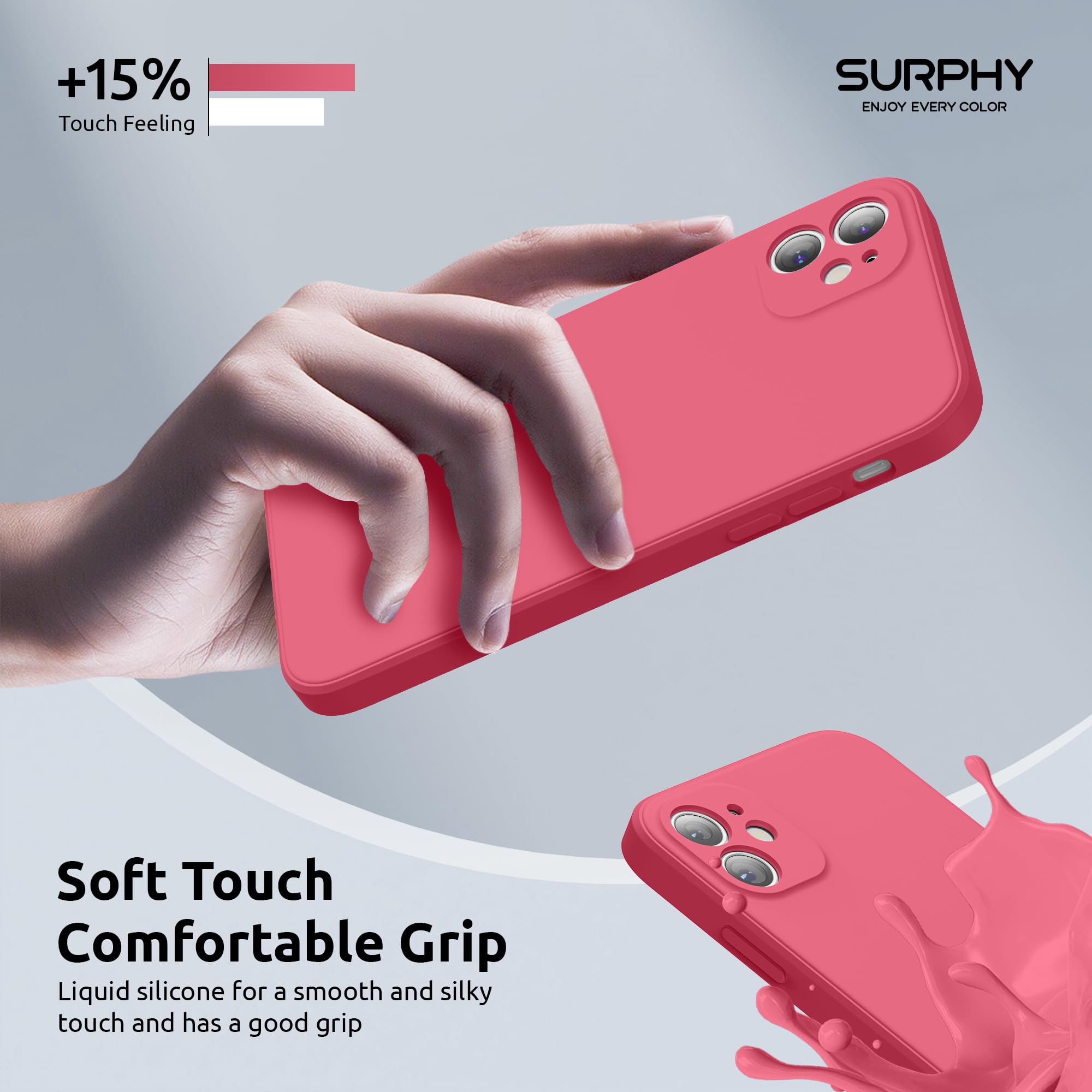 SURPHY Slim Liquid Silicone Case for iPhone 11 (6.1 Inch) with Camera Protection - Hibiscus Design | Shockproof & Scratch Resistant Cover for Everyday Use, Work & Travel