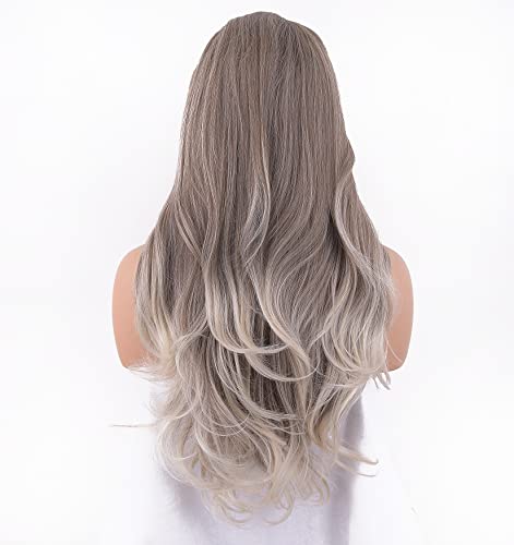 Platinum Blonde Ombre Lace Front Wig - Natural Looking Human Hair Wig for Women | Perfect for Cosplay, Parties & Daily Wear