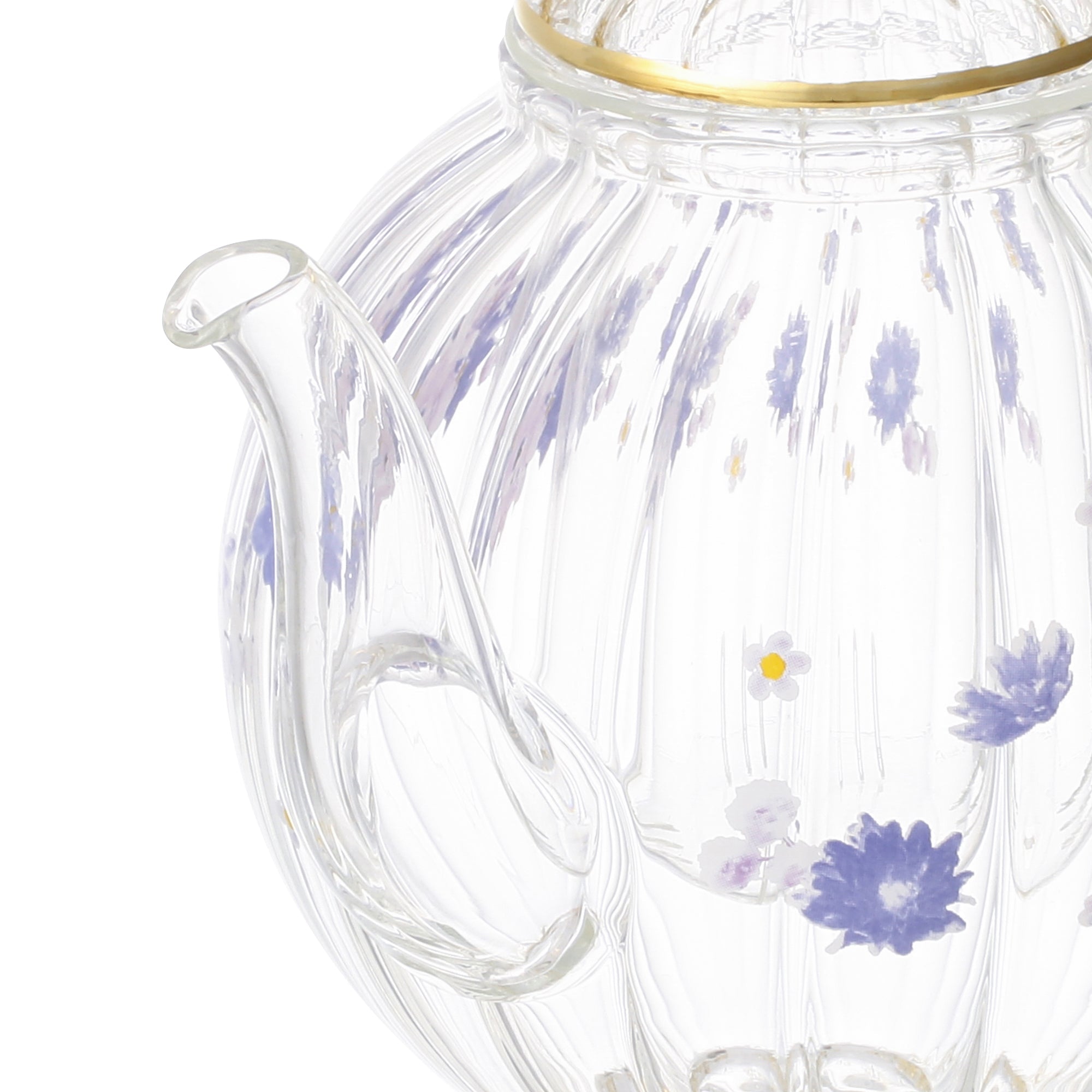Elegant Purple Flower Frill Glass Teapot - Perfect for Afternoon Tea, Gifts & Home Decor
