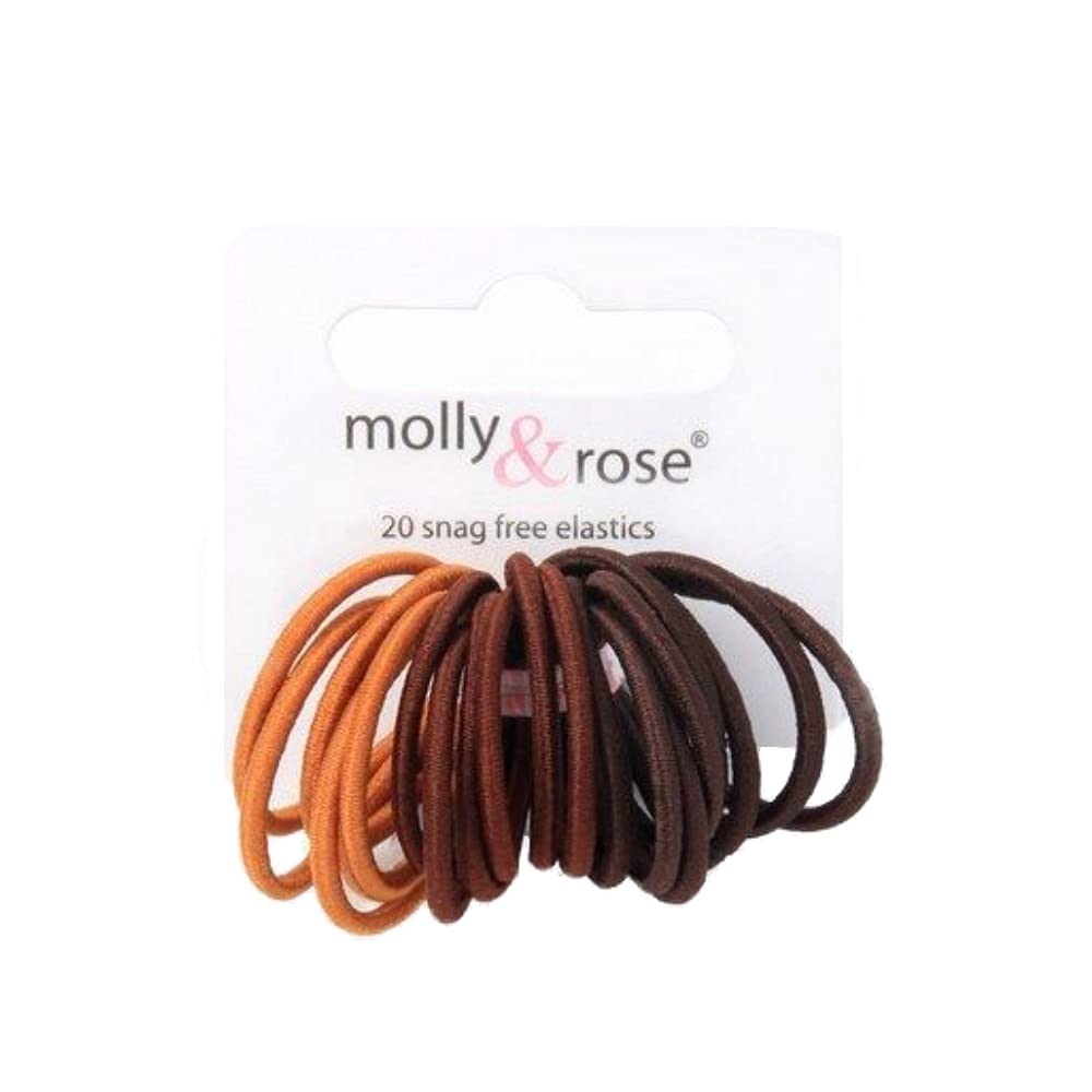 20 Brown Tone Thin Mini Endless Hair Elastics Bobbles Bands Ties for Women Girls, Perfect for Braids, Ponytails, Bun Hairstyles and Everyday Hair Accessories