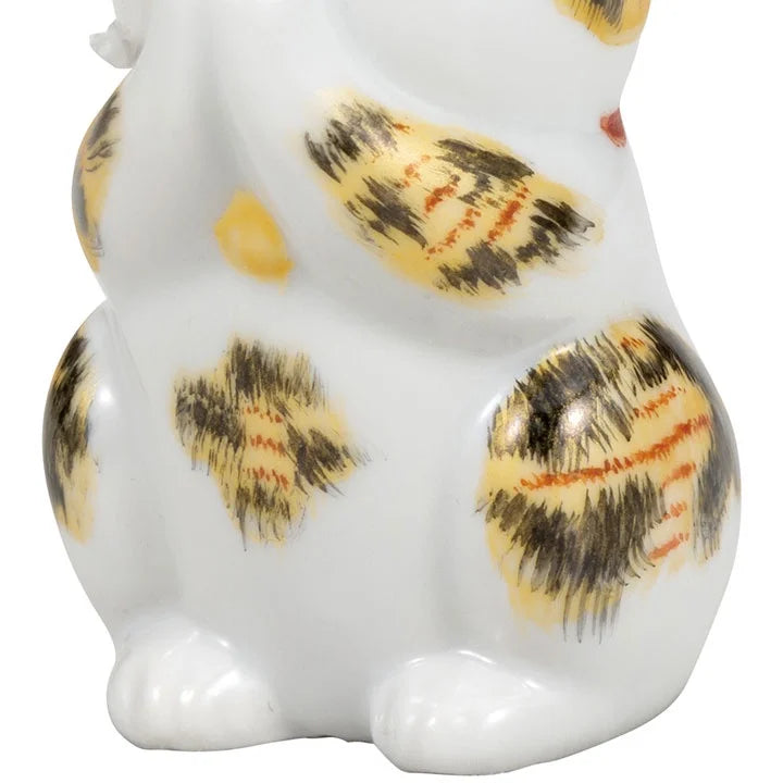 Authentic Japanese Kutani Yaki Maneki Neko (Lucky Beckoning Cat) Figurine - Gold Praying Statue for Good Fortune | Perfect for Home Decor, Office Feng Shui & Gift Giving