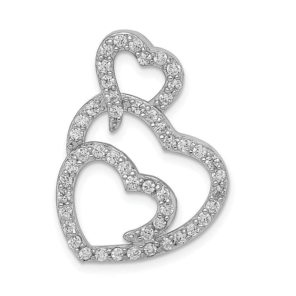 925 Sterling Silver Multi Hearts Clear Cubic Zirconia Slide Pendant Necklace - Elegant Love Charm Jewelry for Women | Perfect Gift for Her, Anniversary, Valentine's Day & Special Occasions
