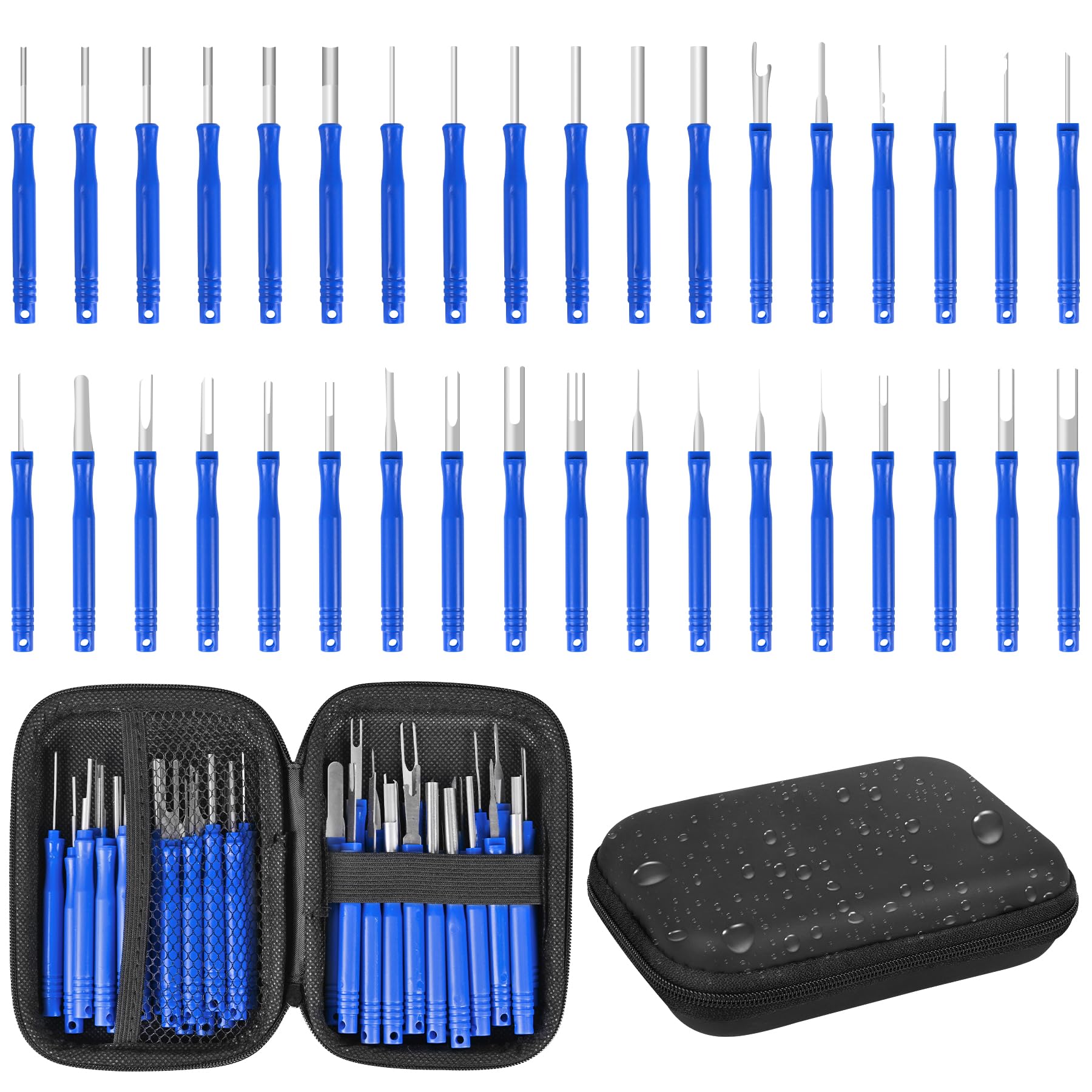 36 Pcs Terminal Removal Tool Kit - Depinning Tool Set for Electrical Connectors, Pin Extractor & Wire Terminal Release Tool for Automotive, Car & Household Devices (Blue) - Perfect for DIY Car Repairs & Home Electrical Projects