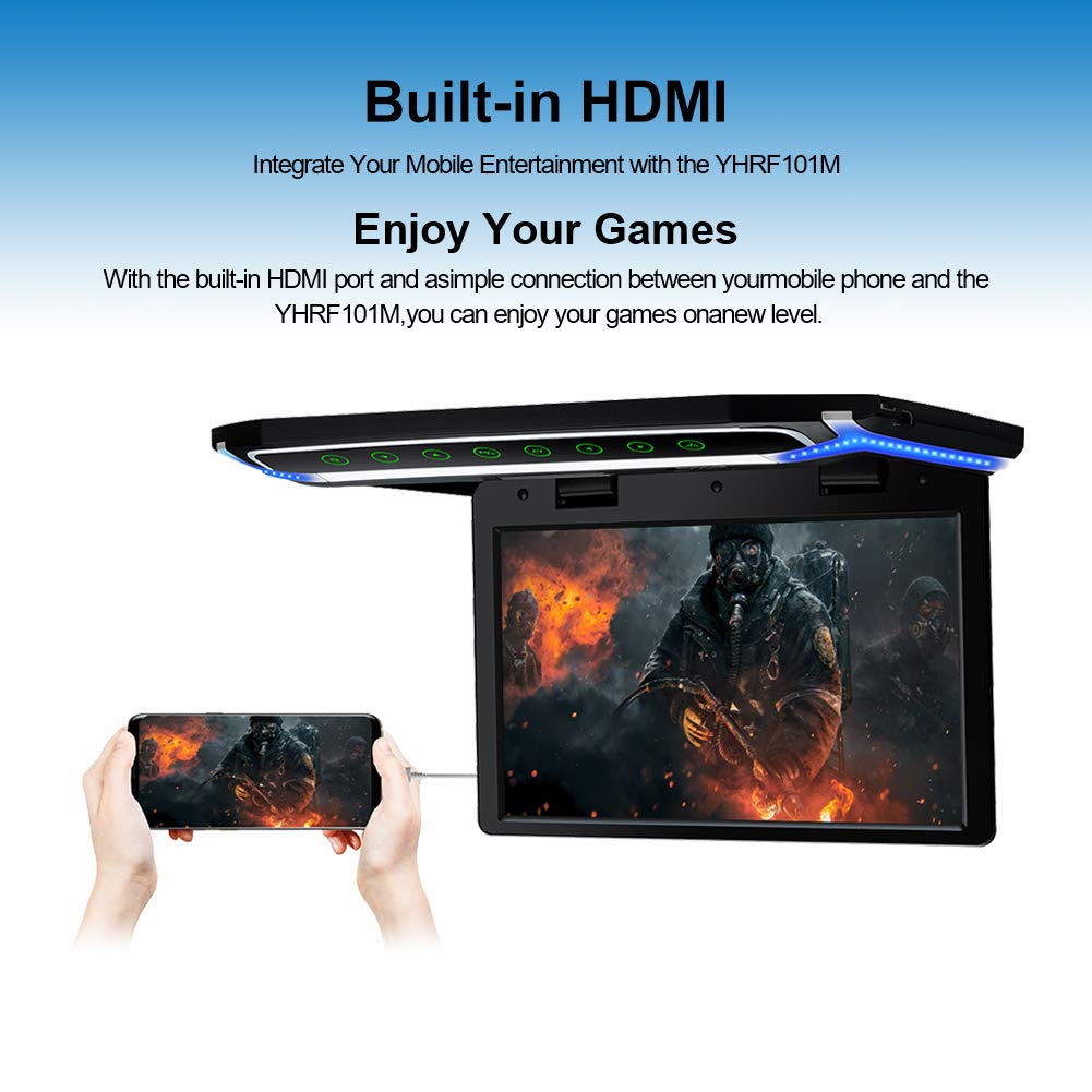 10.1 Inch TFT Flip Down Car Overhead Monitor with DVD Player - Perfect for Road Trips, Kids Entertainment & Rear Seat Viewing