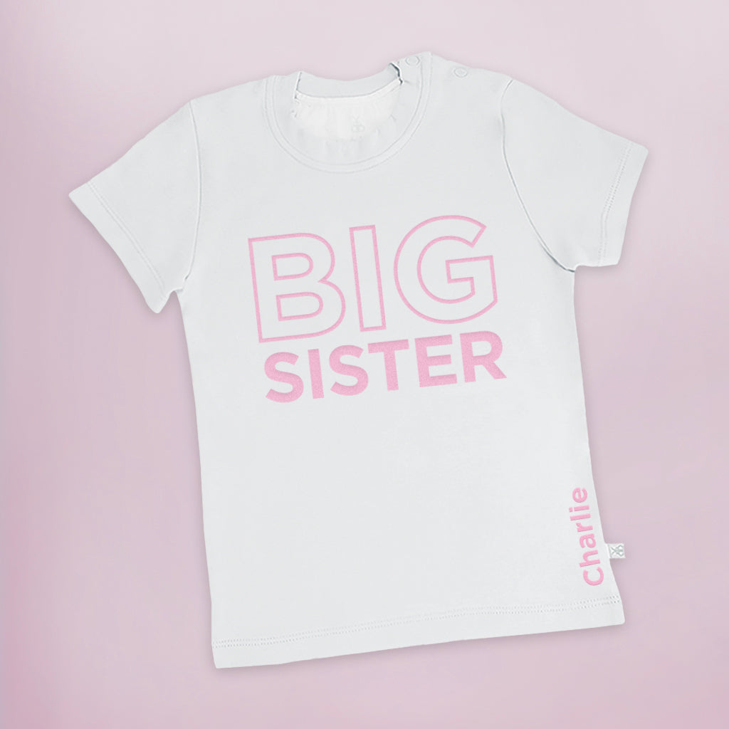 Custom Big Sister T-Shirt - Short Sleeve Cotton Tee for Siblings - Perfect for Family Reunions & Birthday Gifts