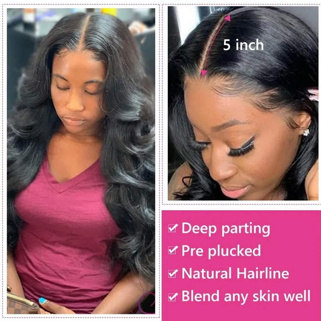 Beauty Forever HD Lace Closure 5x5 - Unprocessed Virgin Human Hair with Body Wave - Transparent Lace Closure, Pre-Plucked Hairline, Natural Black Color (18 Inch) | Perfect for Protective Styles, Weaves & Natural-Looking Hair Extensions