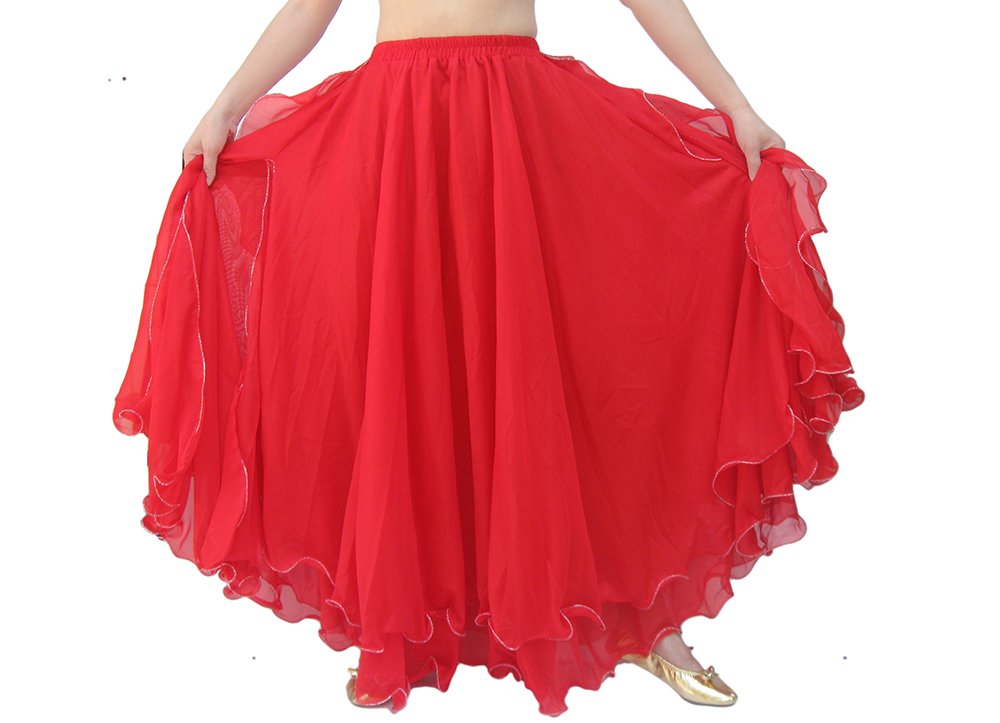 Elegant White Chiffon Long Belly Dance Skirt with Slits - Boho Gypsy Belly Dance Costume for Bollywood Performances & Festival Wear