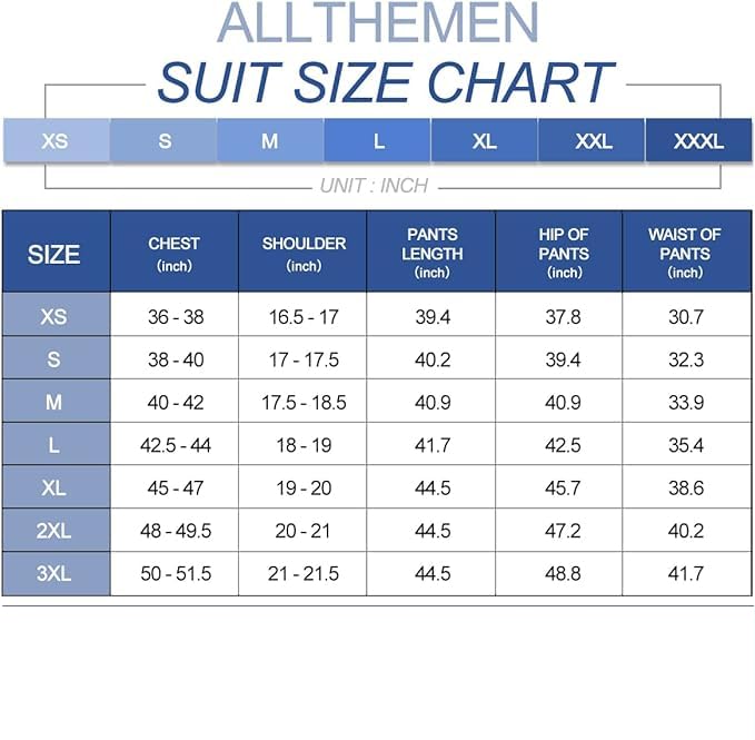 Allthemen Men's Slim Fit 3-Piece Tracksuit Set - Formal Suit Jacket, Vest & Trousers for Business, Weddings & Special Occasions