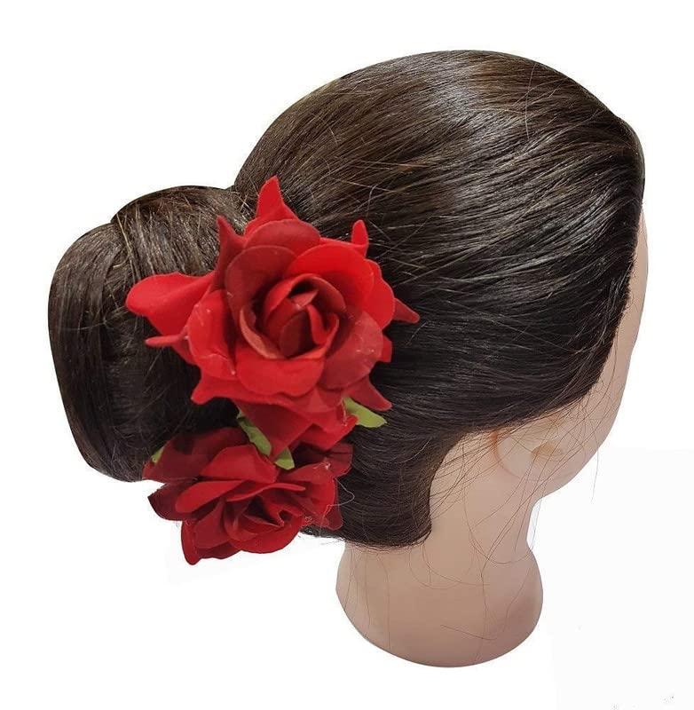 CHRONEX 5-Piece Hair Bun Maker & Rose Clip Set - Donut Bun Maker (3pcs) + Rose Hair Clips (2pcs) for Bridal, Prom, Wedding, Party Hairstyles - Perfect for Updos, Ponytails & Special Occasions
