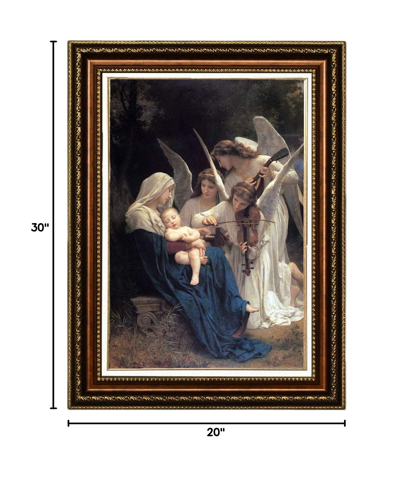 ELITEART William-Adolphe Bouguereau Song of the Angels Oil Painting Reproduction - Giclee Wall Art Canvas Print Framed 35.5