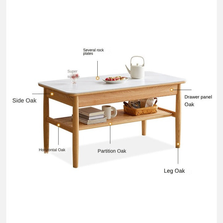 Solid Oak Wood Rocking Coffee Table - Rustic Living Room Furniture for Home Decor, Perfect for Living Room, Lounge, or Patio