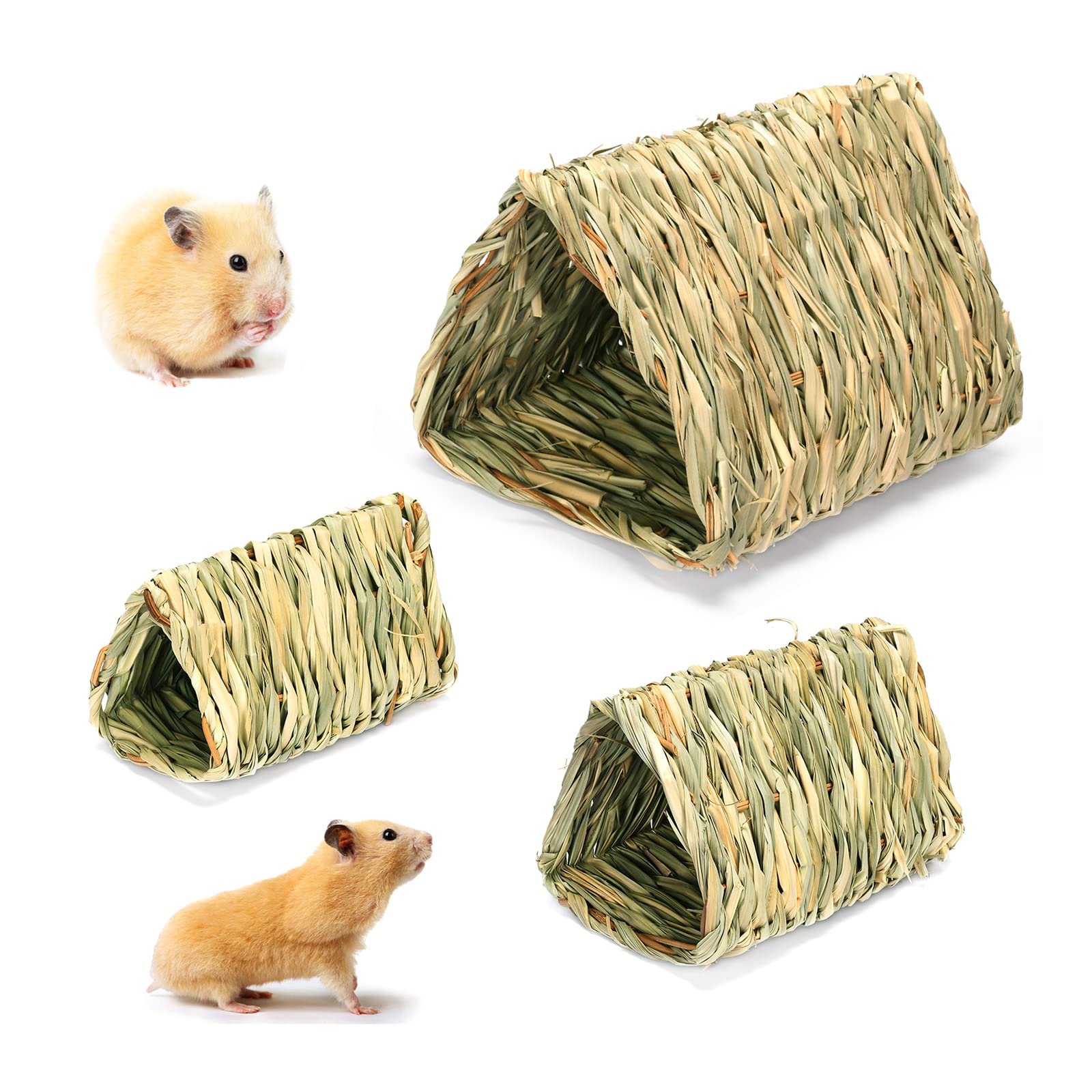 Natural Grass Rabbit House - Lightweight & Comfortable Small Animal Tunnel Play Bed, Chew Toy for Rabbits, Hamsters, Guinea Pigs - Perfect for Indoor/Outdoor Play, Chewing & Nesting