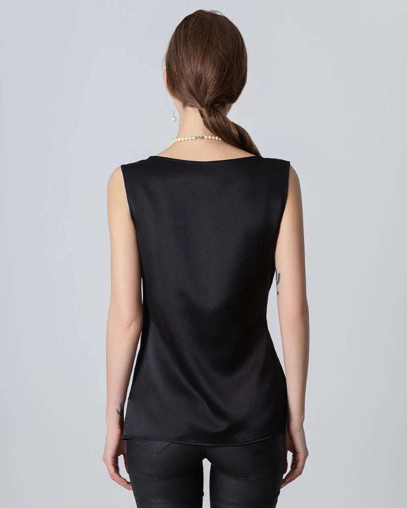 Elegant Sleeveless Wrap Silk Blouse for Women - Perfect for Summer, Date Night & Office Wear