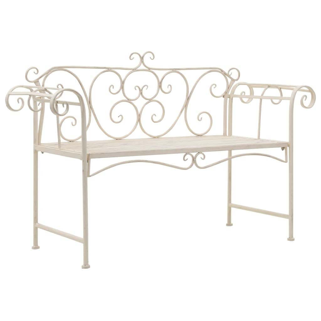 Antique White Cast Iron Love Seat Bench 52