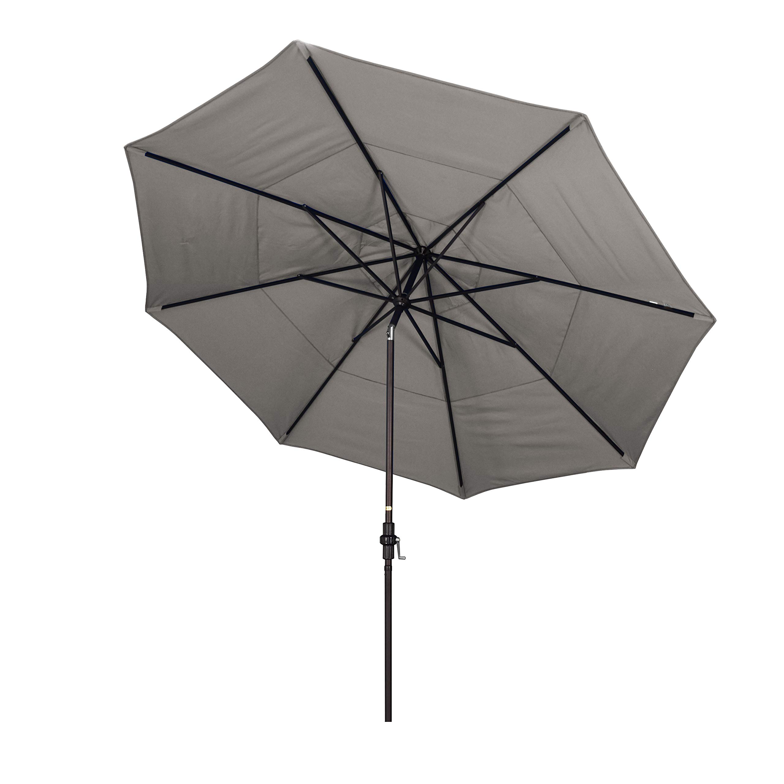 11' Round Aluminum Market Umbrella with Crank Lift & Tilt - Bronze Pole for Patio & Outdoor Dining