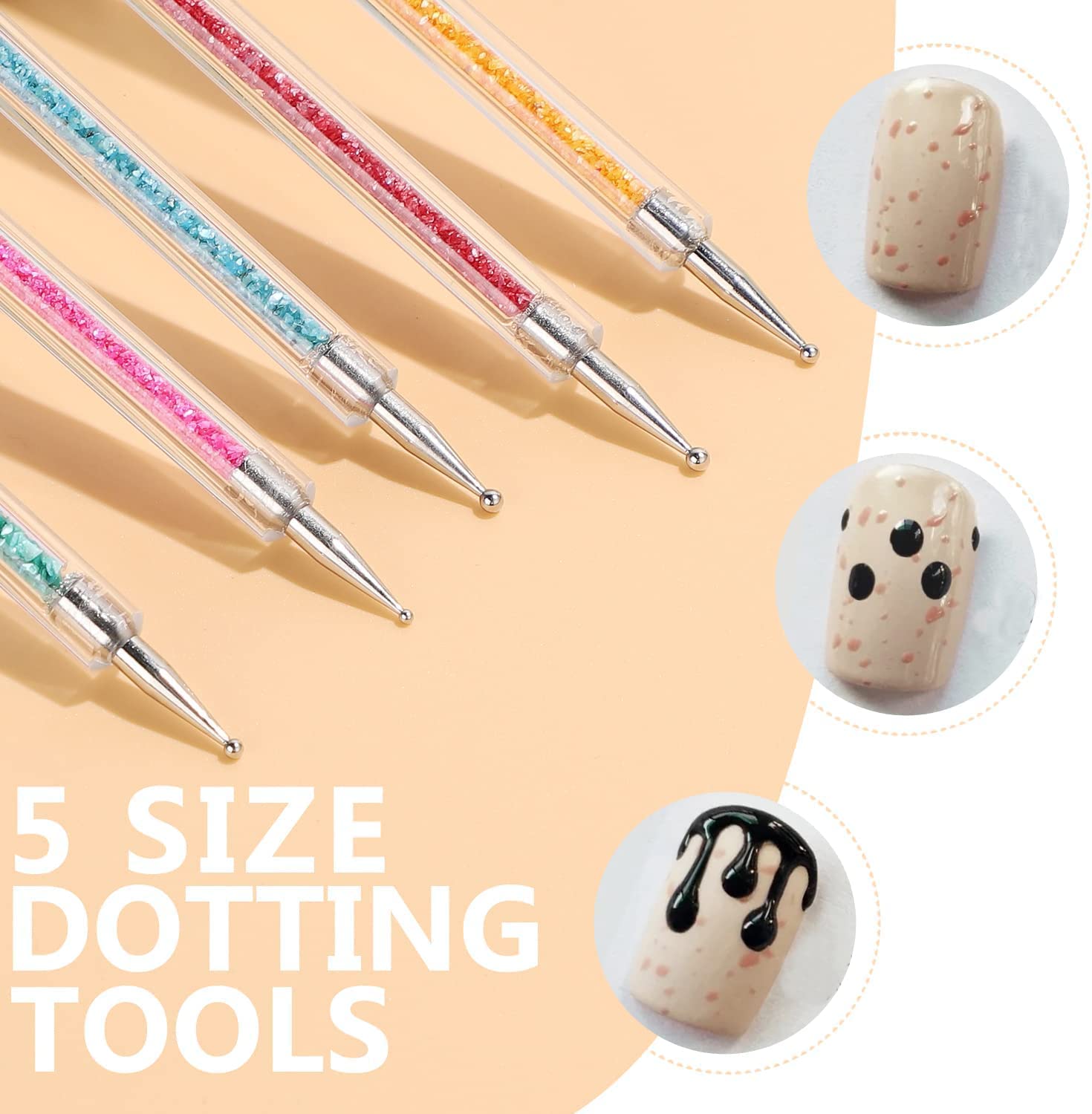 D.B.Z.® 5-Piece Double-Ended Nail Art Brush Set - Professional Nail Liner Brush & Dotting Pens for UV Gel Polish - Perfect for Home Salon & DIY Nail Designs (Manicure, Pedicure, Acrylic & Gel Nail Art)