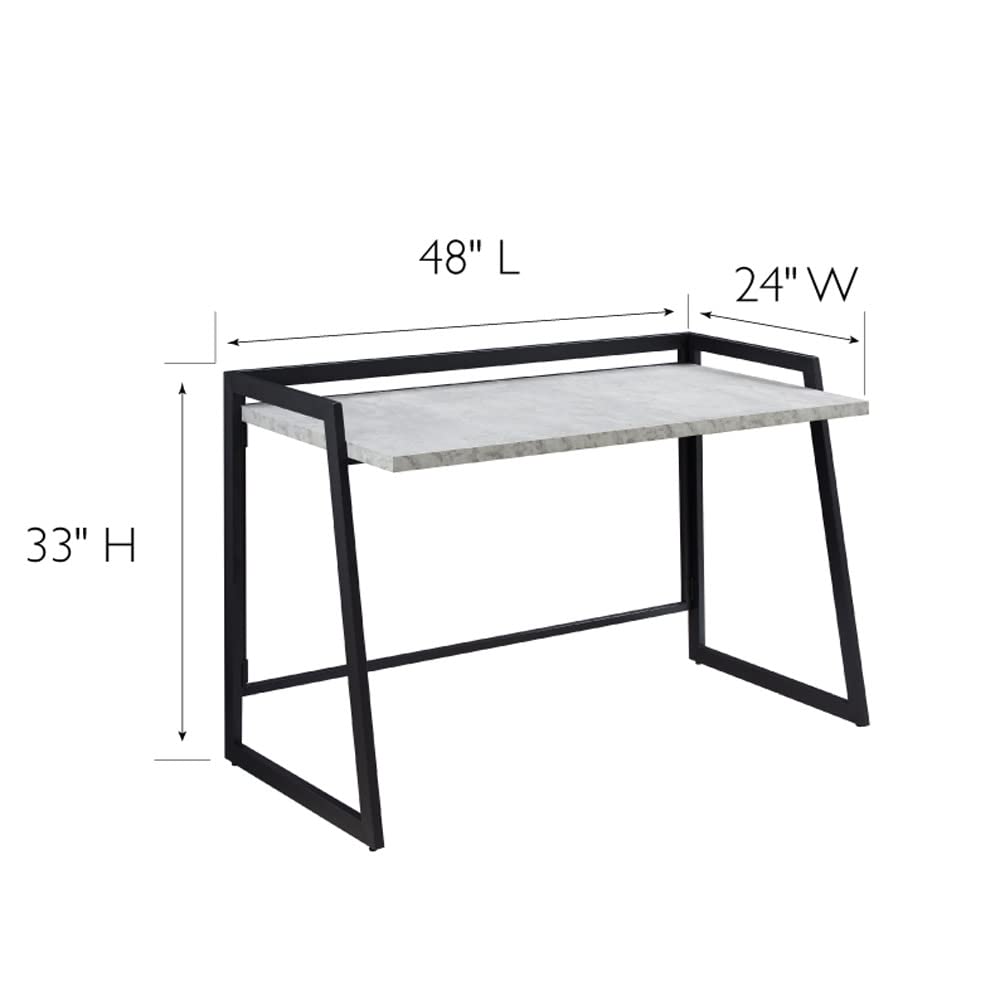 Leick Home 70004-CCGM Modern Mixed Metal and Wood Desk with Concrete Top & Gunmetal Frame - Perfect for Home Office, Study Room or Workspace