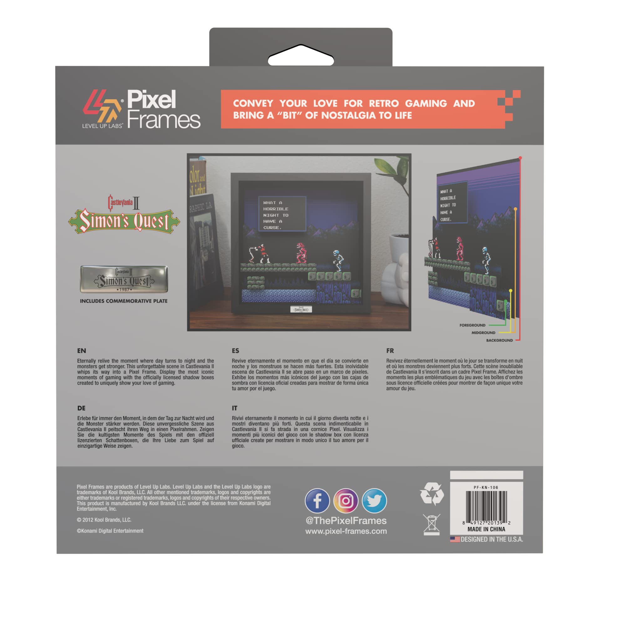 Level Up Labs Pixel Frames: Castlevania - Horrible Night 3D Shadow Box Art | Wall Decor for Gaming Room, Home & Office Display | Perfect Gift for Gamers & Collectors | Enhance Your Video Game Themed Space