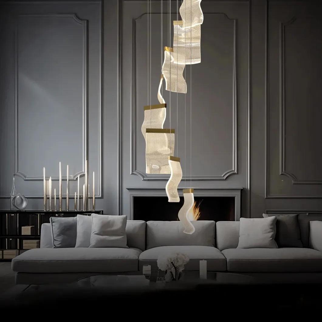 Modern Square Stacking Chandelier for Living Room - Elegant Ceiling Light Fixture for Dining Room, Bedroom & Home Decor