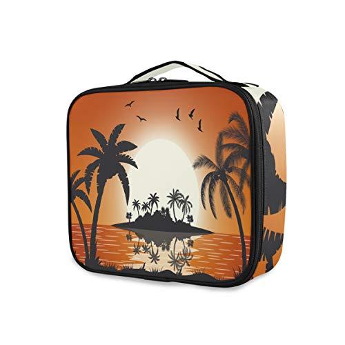 ALAZA Travel Makeup Case - Tropical Palm Trees Sunset Beach Cosmetic Toiletry Bag for Women & Girls | Perfect for Vacation, Beach Trips & Weekend Getaways