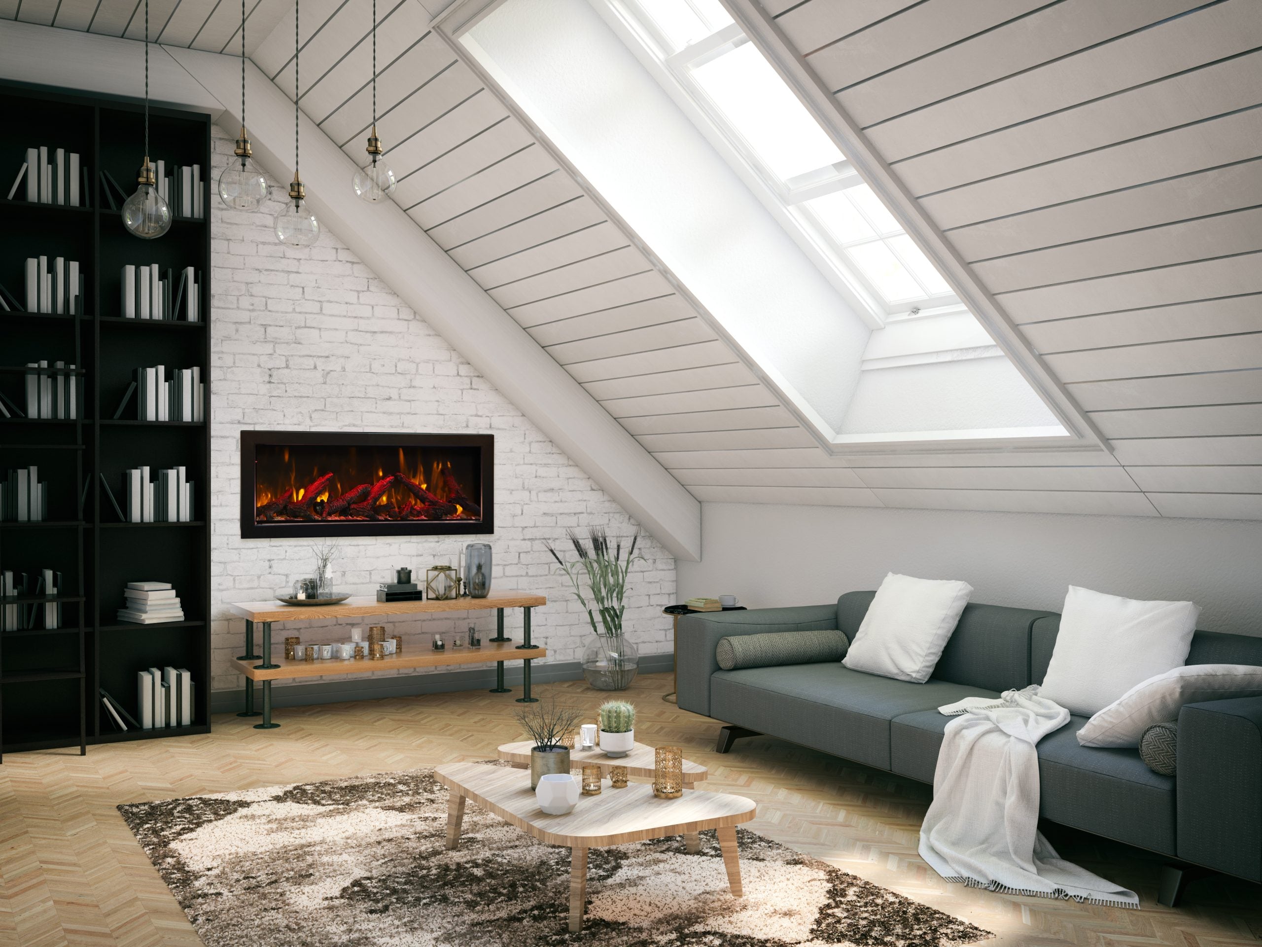 Amantii BI 88 DEEP XT Smart Linear Fireplace - Indoor/Outdoor Electric Fireplace with Remote Control - Perfect for Living Rooms, Patios & Modern Home Decor