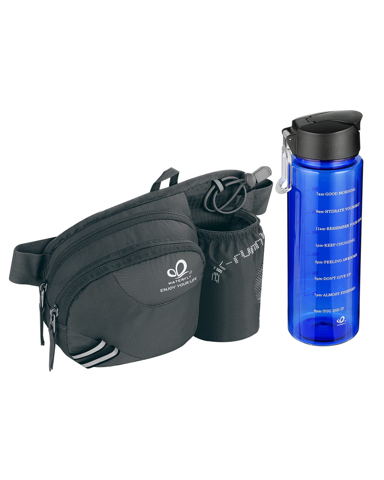 WATERFLY Hiking Fanny Pack with 24oz BPA-Free Water Bottle - Outdoor Adventure Gear