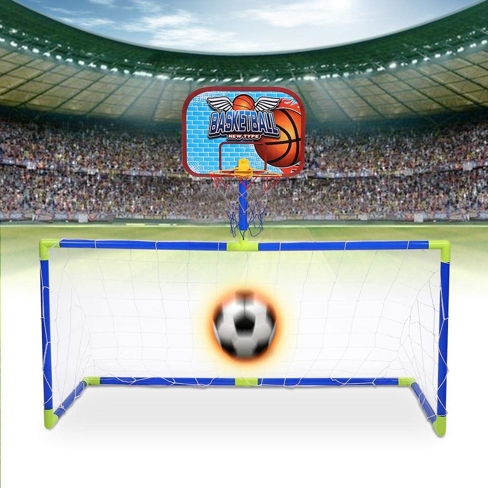 Weiyirot Detachable Kids Basketball Hoop Set with High-Strength Frame - Includes Basketball & Football for Outdoor Sports & Backyard Play - Perfect for Driveway, Park, and School Basketball Practice