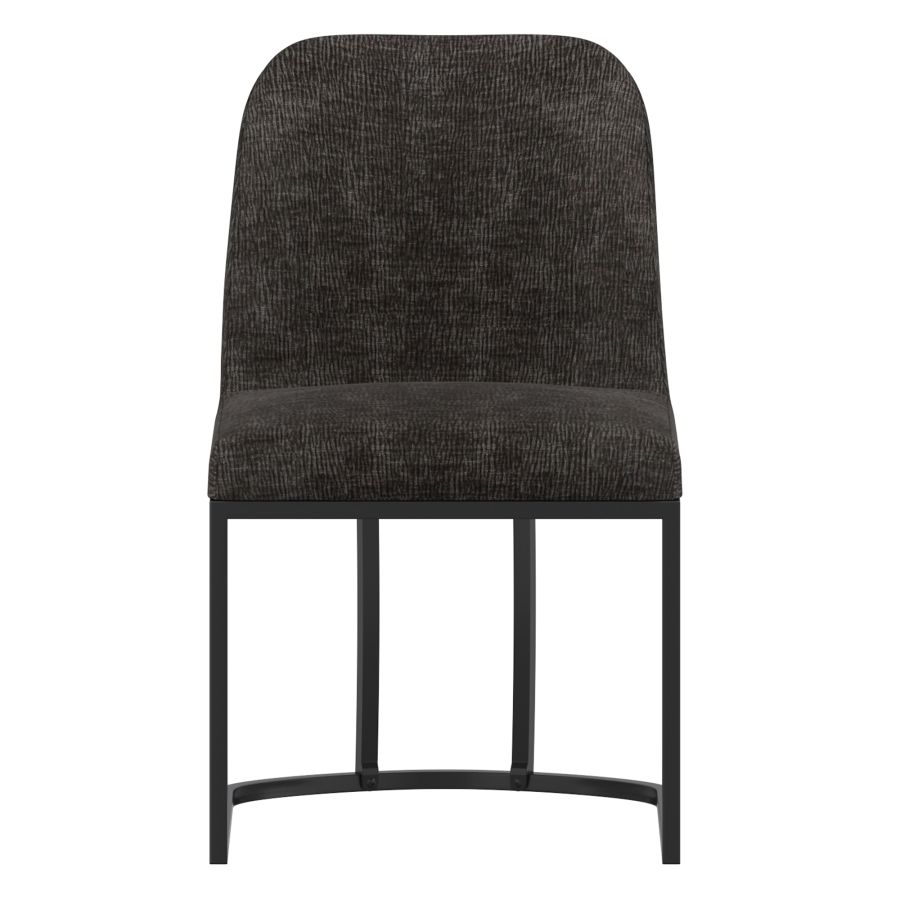 Dario Dining Chairs Set of 2 - Modern Charcoal Fabric Upholstered Kitchen Chairs with Sturdy Metal Legs - Perfect for Dining Room, Kitchen, or Breakfast Nook