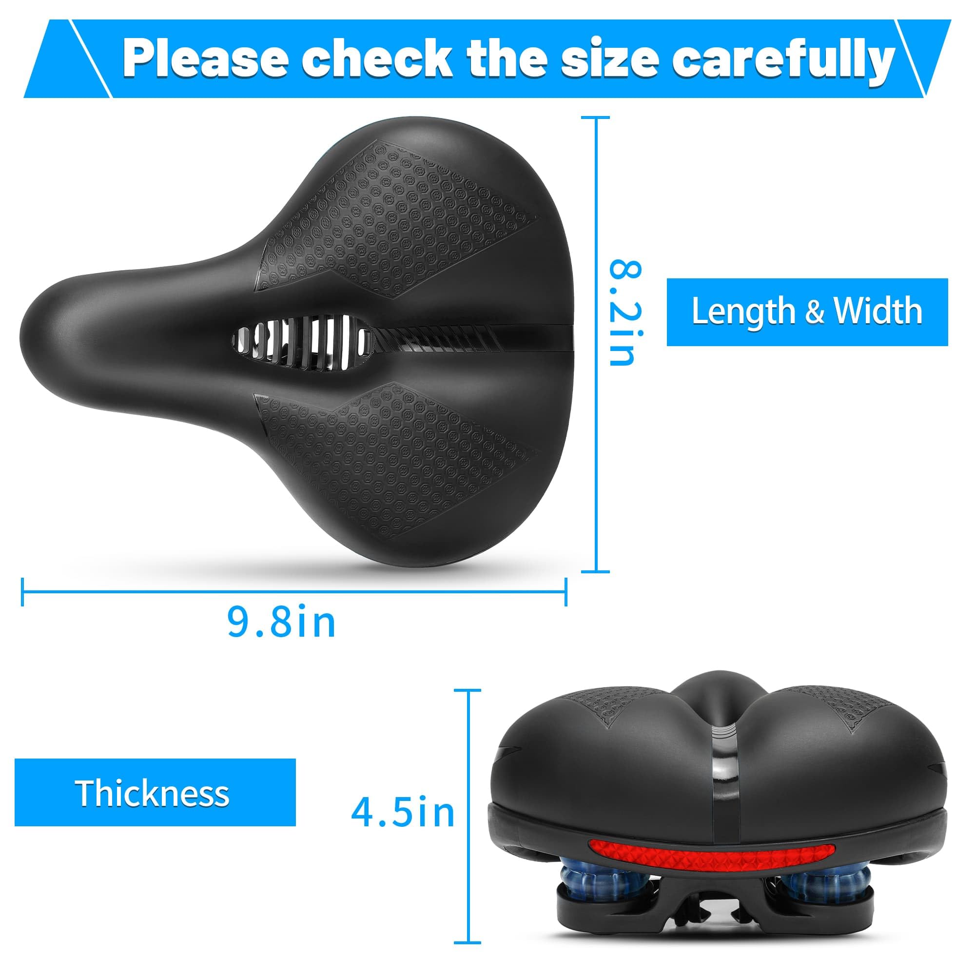 Comfortable Memory Foam Bike Seat for Men & Women - Thick Soft Bicycle Saddle Cushion - Universal Replacement for Mountain Bike, Ebike, Beach Cruiser & Stationary Bikes - Perfect for Commuting, Leisure Riding & Long-Distance Cycling