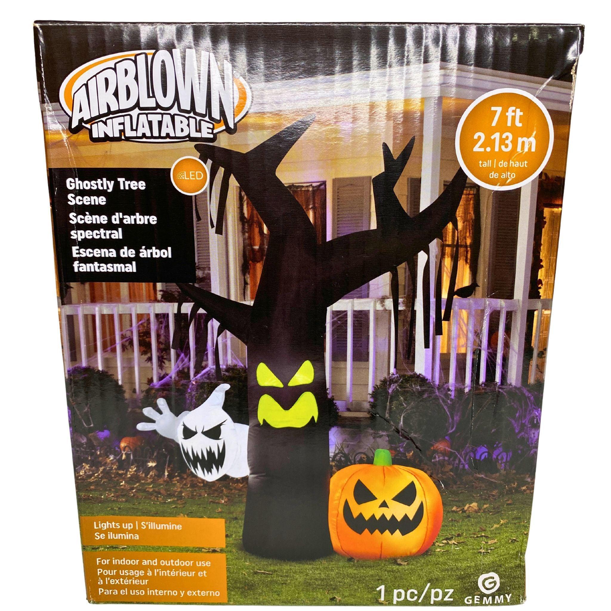 7FT AirBlown Inflatable Ghostly Tree Scene with LED Lights - Halloween Decoration for Indoor & Outdoor Use (35 Pcs) - Perfect for Yard, Party, and Haunted House Decor