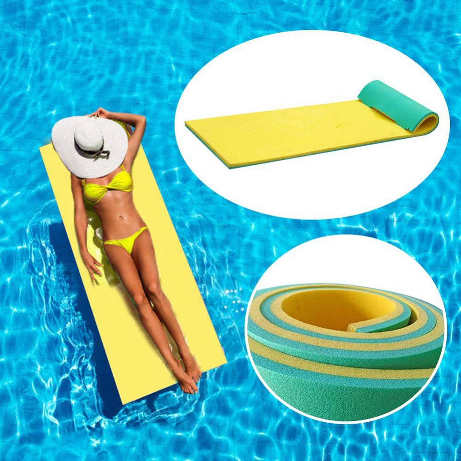 Best Floating Water Mat for Kids - 110x40x2.2cm Comfortable Smooth Pool Float Pad, Durable Swimming Foam Mattress for Lake, Pool & Ocean - Green - Perfect for Summer Fun, Beach Parties & Family Water Activities