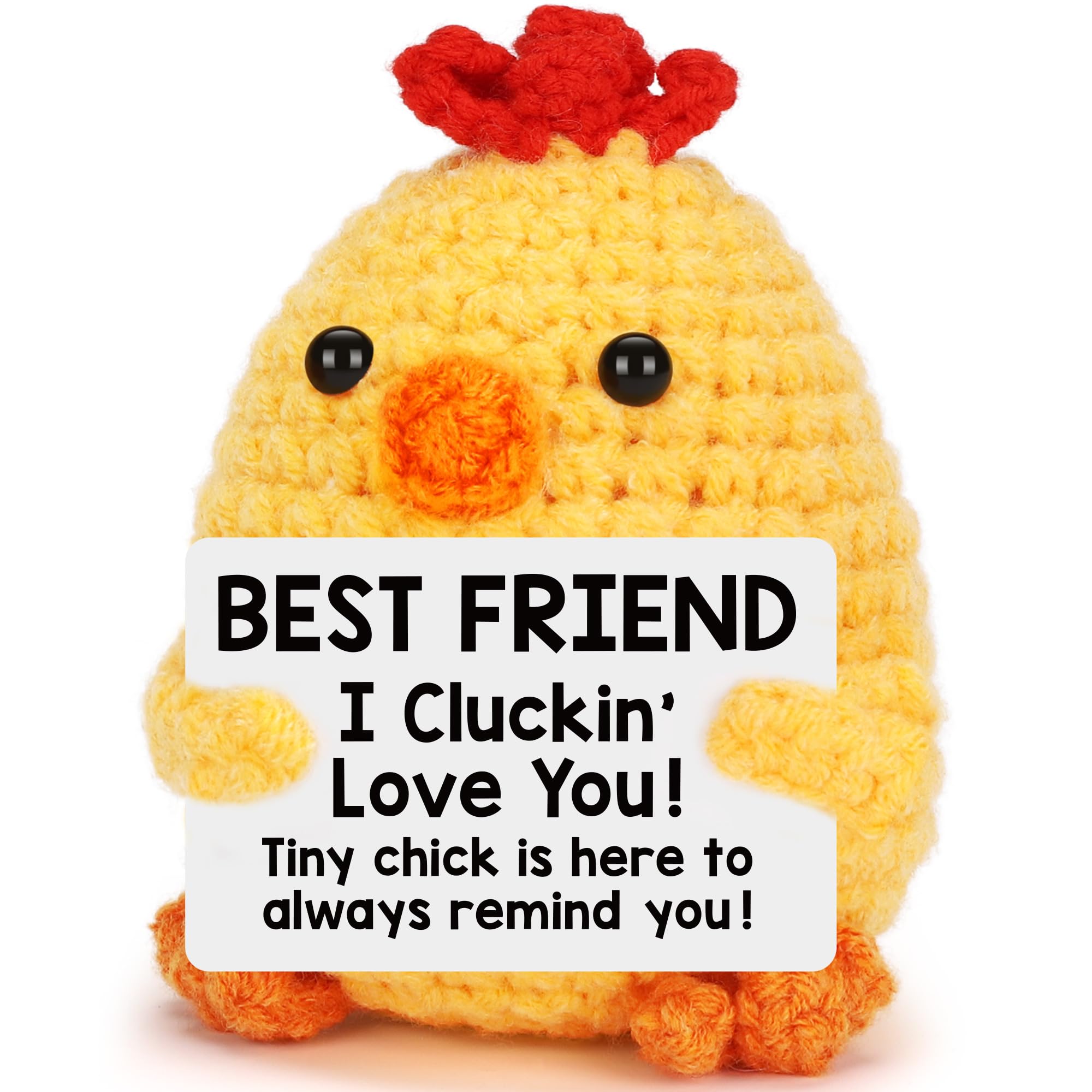 Funny Crochet Chicken Plush Toy - Best Friend Gift for Women, Teens, BFF, Birthday, Mother's Day & Graduation - Handmade Easter Basket Stuffer & Desk Decor - Perfect for Home Office, Dorm Room & Gift Giving
