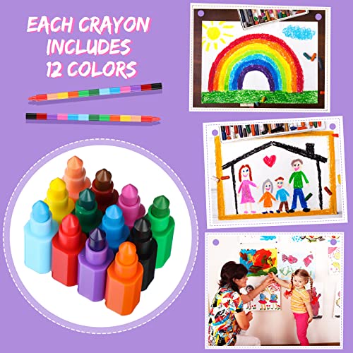 72-Piece Stackable Rainbow Crayons - 12 Colors for Kids DIY & Party Favors - School & Office Supplies