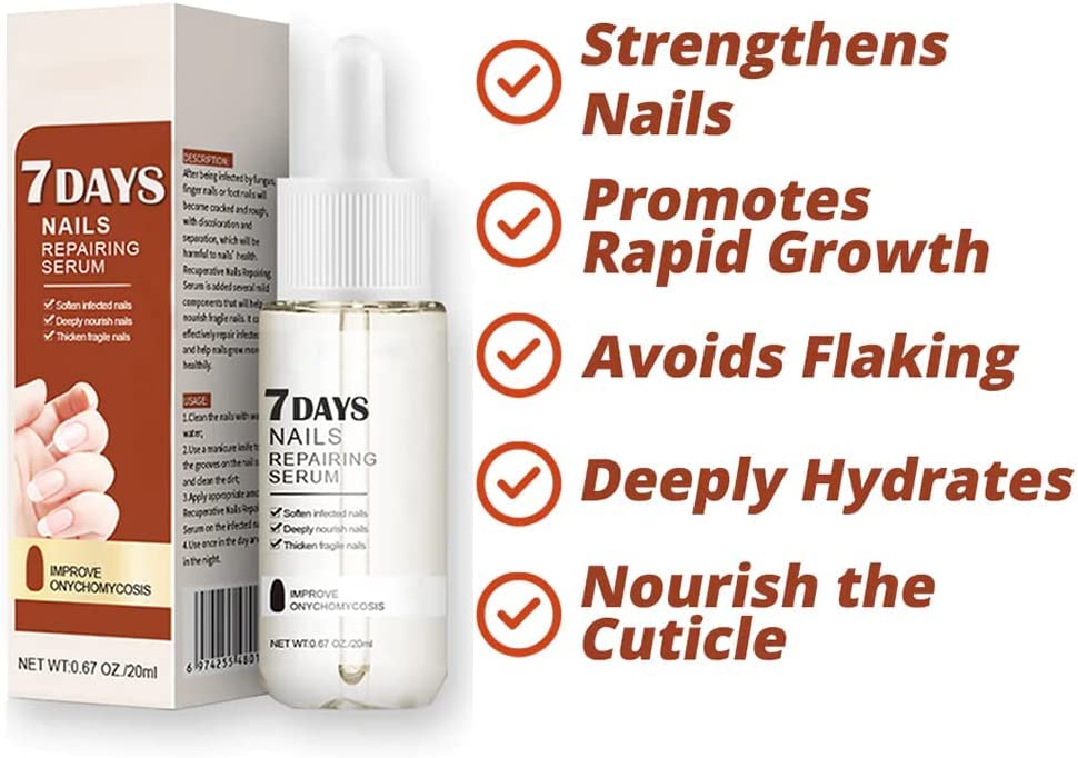 GFOUK 7 Days Nail Growth & Strengthening Serum - 20ml Fast-Acting Nail Repair Oil for Stronger, Healthier Nails - Natural Toenail Treatment for Damaged & Brittle Nails (3-Pack) - Perfect for Salon Use & At-Home Nail Care