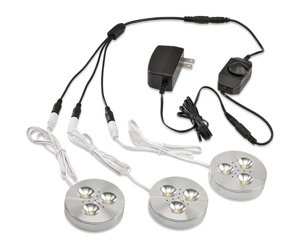3W LED Dimmable Under Cabinet Lights - Warm White Puck Light Set for Kitchen