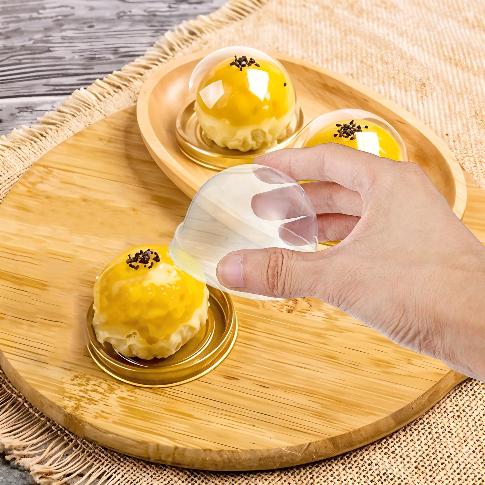 200-Piece Clear Charcuterie Domes with Lids - Mini Cake Pans & Cupcake Containers for Desserts, Cheesecake, Cookies | Perfect for Party Snacks, Baking, and Food Display